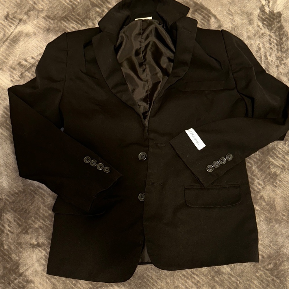 Calvin Klein Elegant Black Satin Blazer